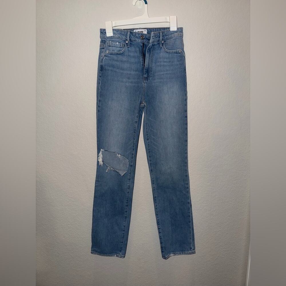 Paige Stella Straight Leg Jeans Azra Destructed Ultra High Rise 31 Inseam 25 - Picture 2 of 7
